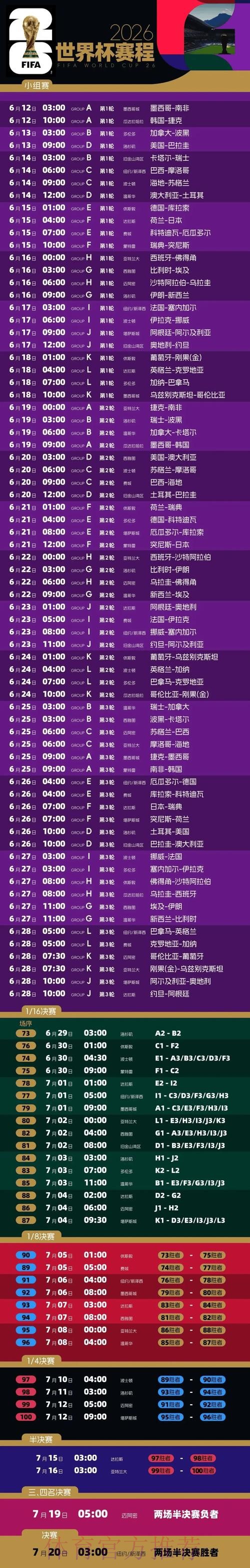 2026世界杯每日赛程今日观看指南直播平台 2026世界杯每日赛程今日观看指南直播平台